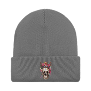 Skull Design Gray Beanie