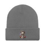 Skull Crown Embroidered Gray Beanie