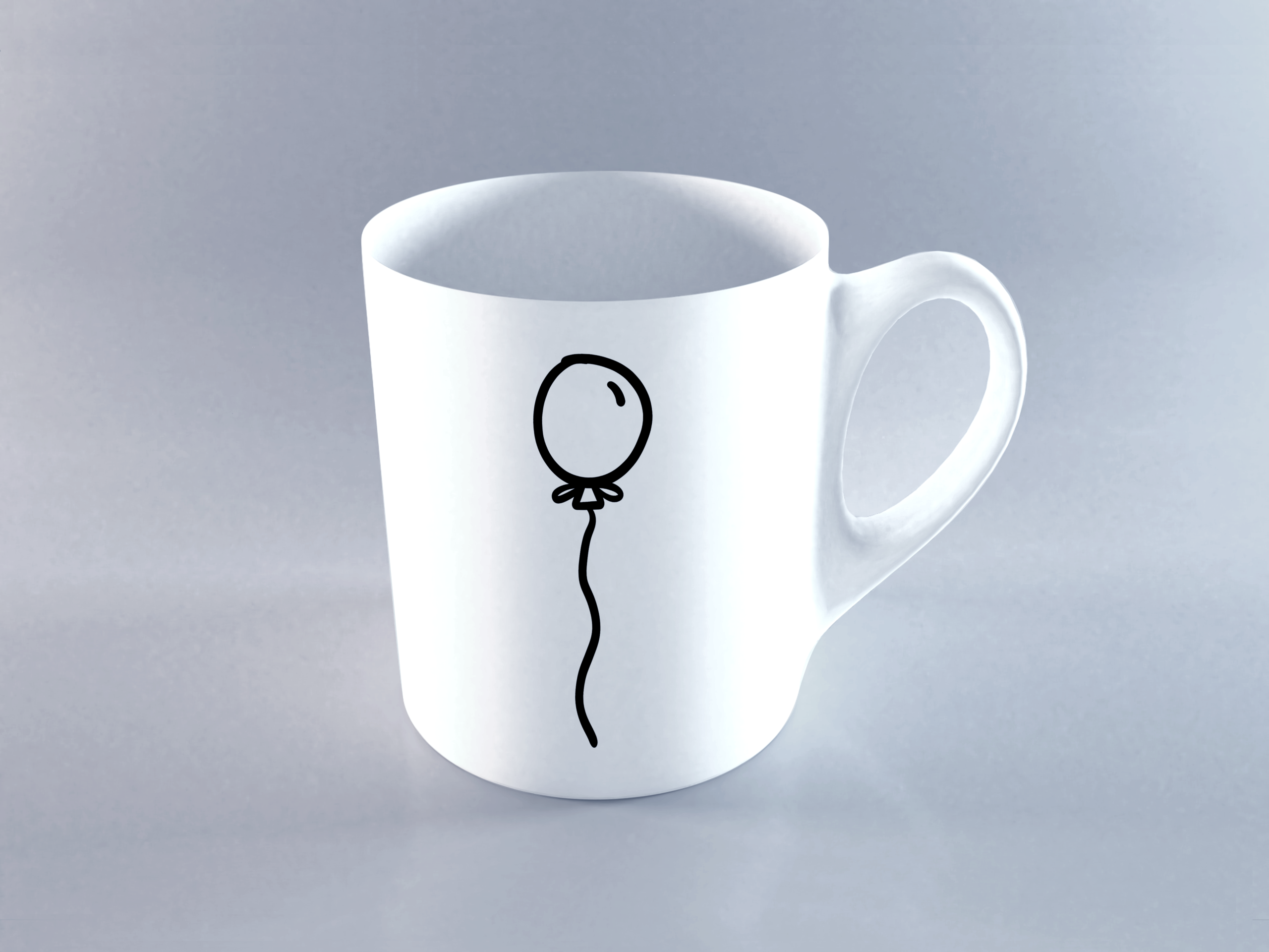 Balloon-Embellished White Ceramic Mug