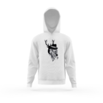 Stylish White Hoodie with Artistic Deer Design