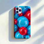 Vibrant Red and Blue Bubble iPhone Case