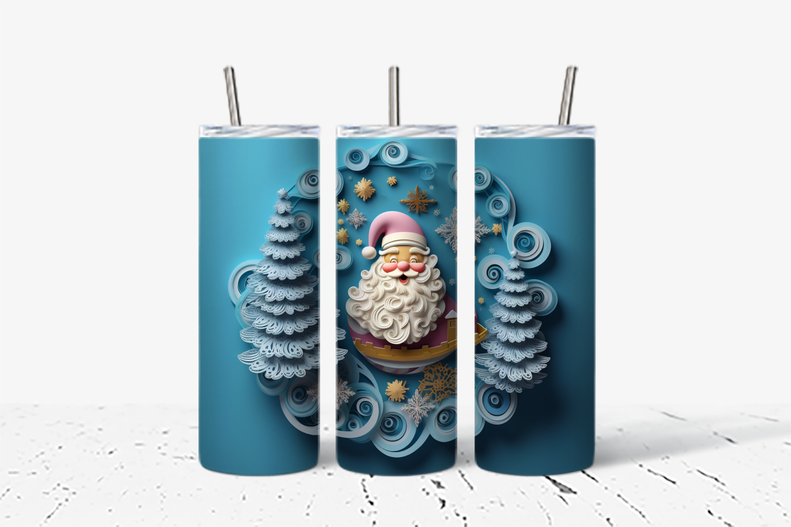 Festive Santa and Snowy Scene Tumbler
