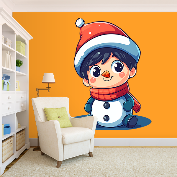 Cute Snowman Wall Mural