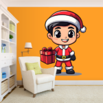 Festive Cartoon Santa Wall Mural