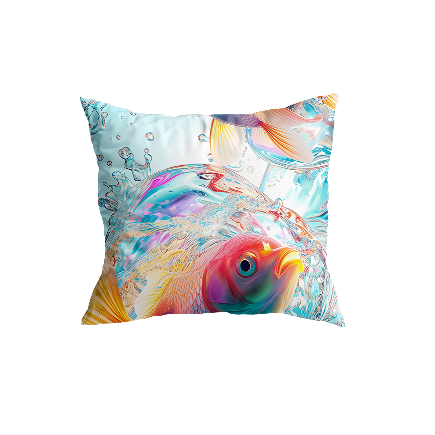 Vibrant Fish Design Cushion Cover